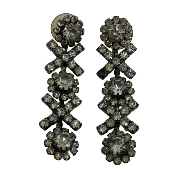 Glam Mid Century XOXO Rhinestone Drop Earrings - Picture 4 of 7